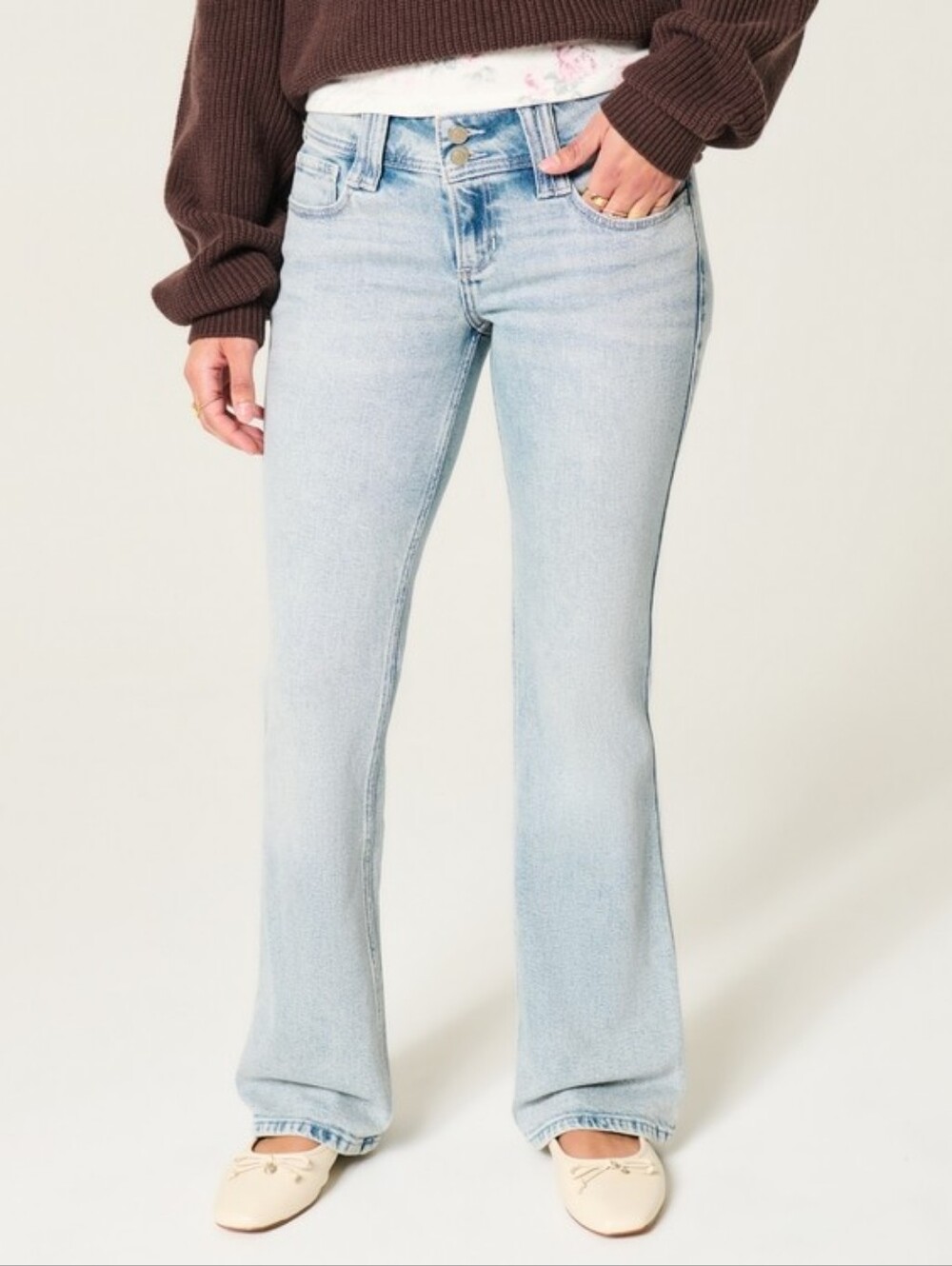 NWT Hollister Low-Rise Pink Embroidery Bootcut Jeans Size: 000 Waist 23